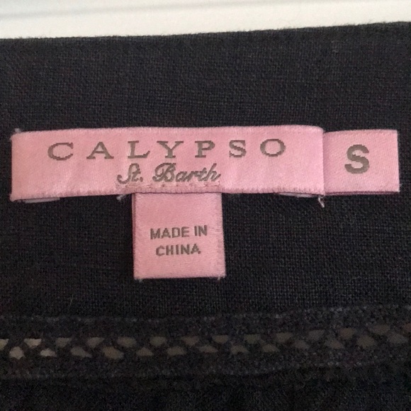 Calypso St Barth 100% linen tunic in navy blue - Picture 2 of 4